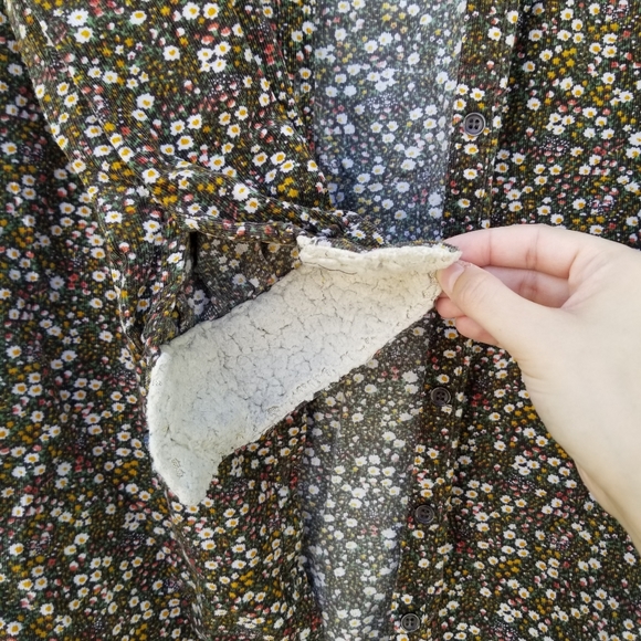 Grove long sleeve button up floral velvet cord M - Picture 4 of 12